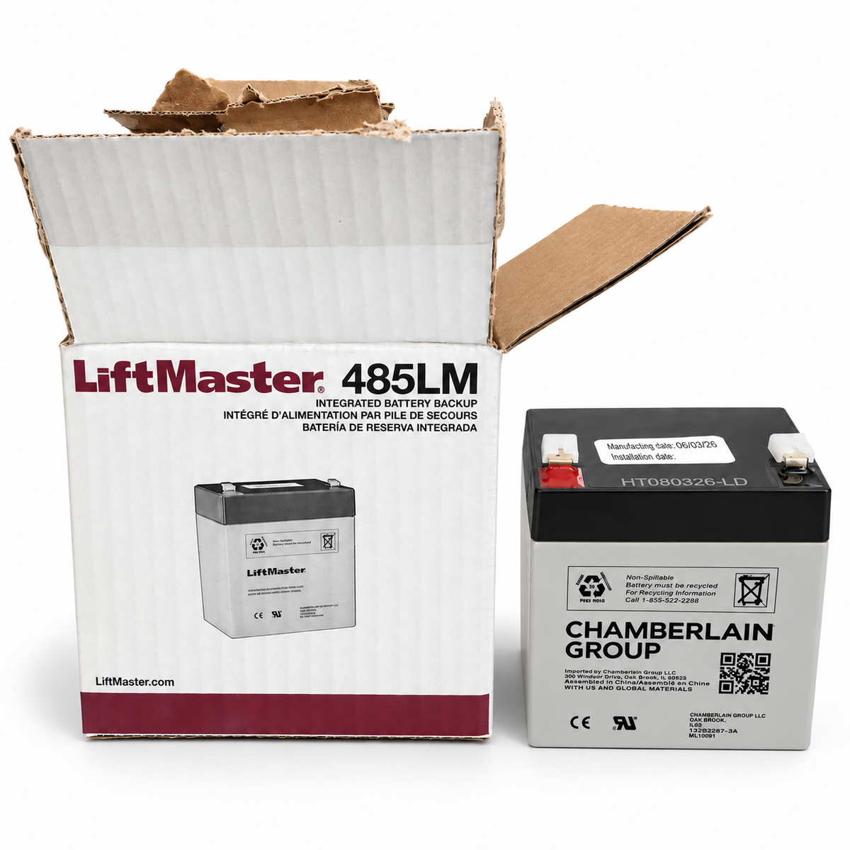 LiftMaster 485LM OEM Backup Battery for Chamberlain Garage Door Openers